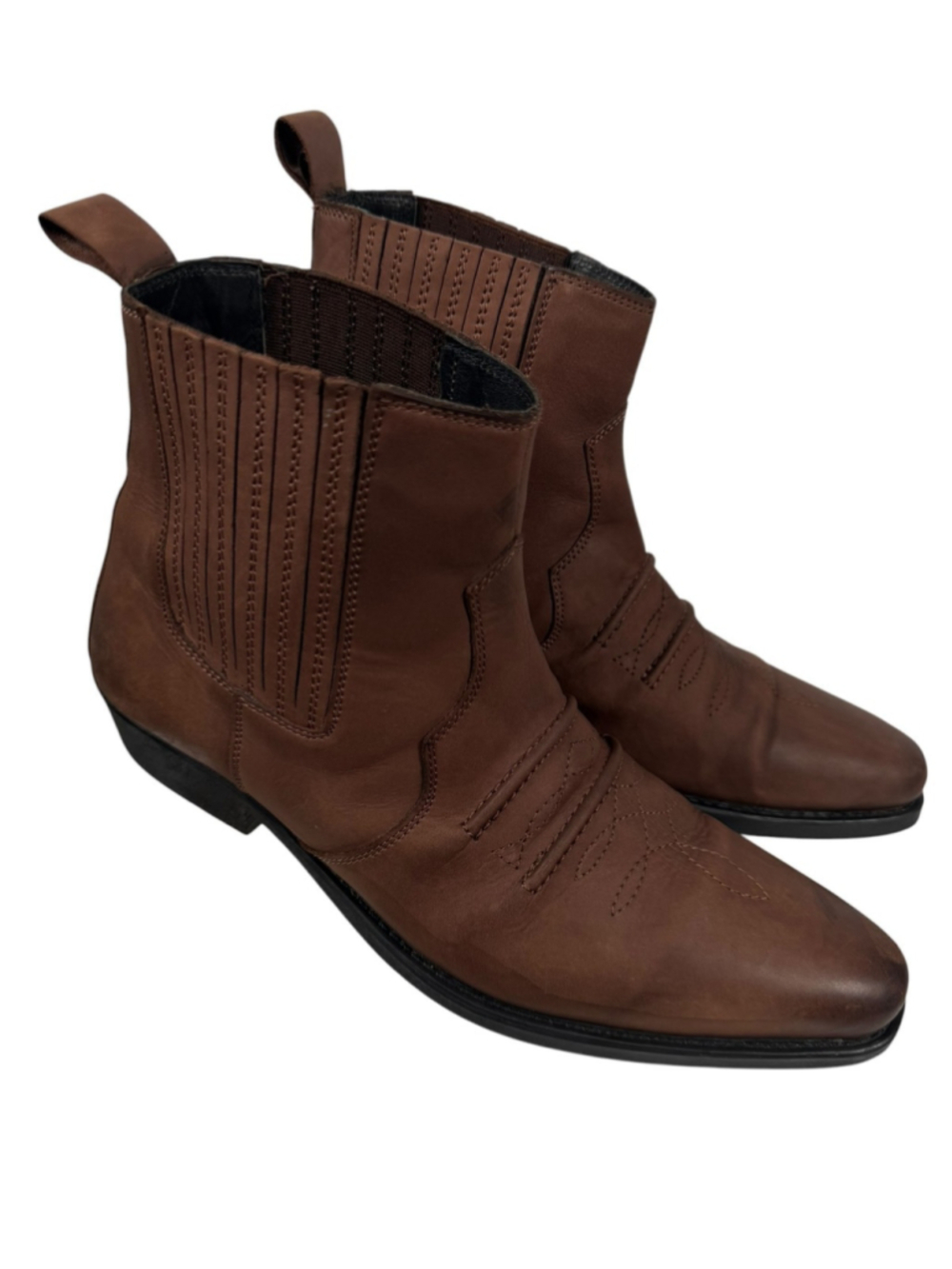 Gringos Leather Western Ankle Boots Brown Gusset Rodeo Cowboy Men's Size 8
